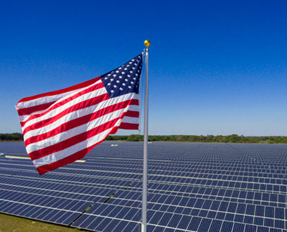 DARRENmetzger Energy Solar Plant with US Flag